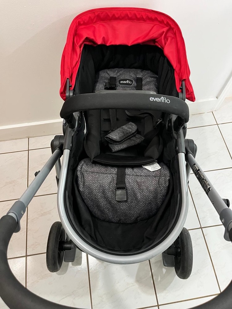 Evenflo Pivot Travel System Stroller Red Black Gray Adjustable Handles