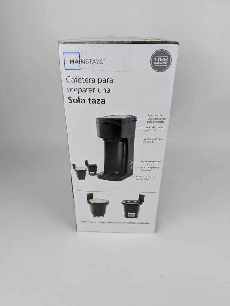 Mainstays Single Serve Coffee Maker - Grounds & Pods - Black Matte