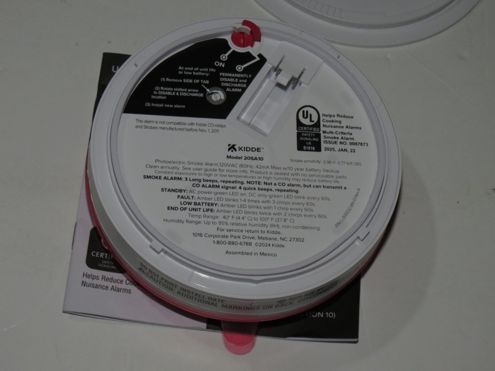 sd2 TWO (2) Kidde 20SA10 Hardwired Interconnected Smoke Detector Photoelectric