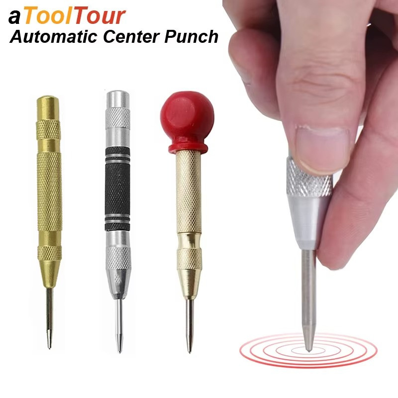 Automatic CENTER PUNCH Tool Adjustable Spring Loaded Super Strong Metal Drill