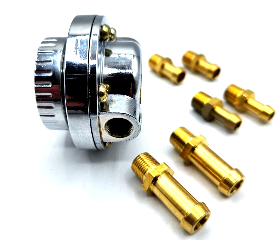 Universal Inline Chrome Low Pressure Adjustable Fuel Pressure Regulator 1-6 PSI