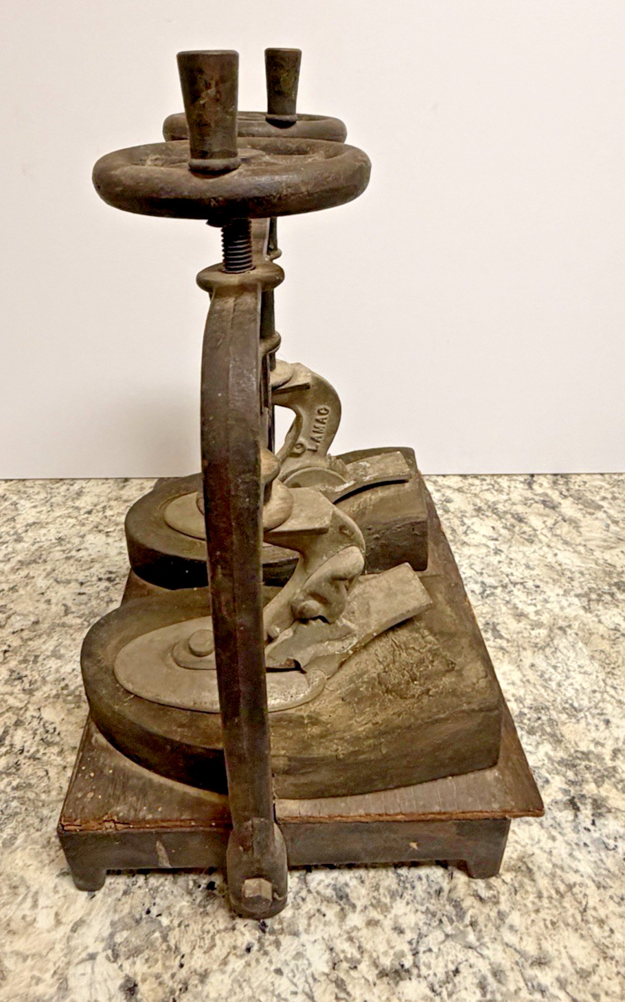 Antique Cast Iron Shoe Form Mold Press Cobbler Repair CL HUNTOON LOS ANGELES