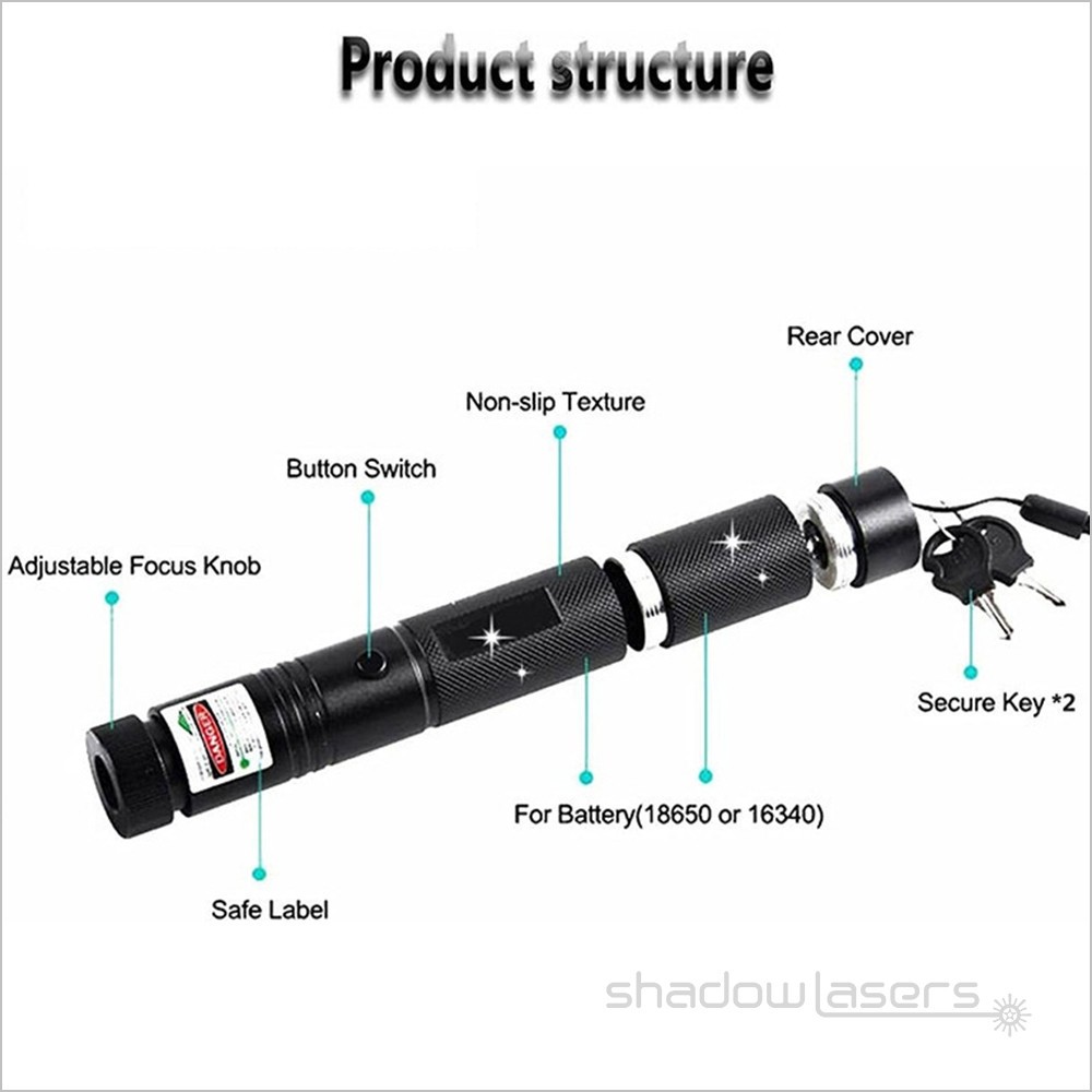 LMS5B Adjustable Focus 450nm Blue Laser Pointer Visible Beam Goggles & Charger