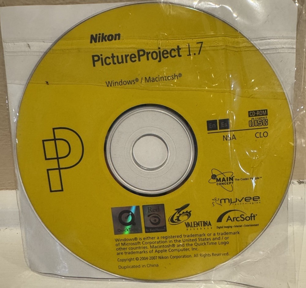 Nikon PictureProject 1.7 Software CD-ROM for Windows/Mac + Manual Disc