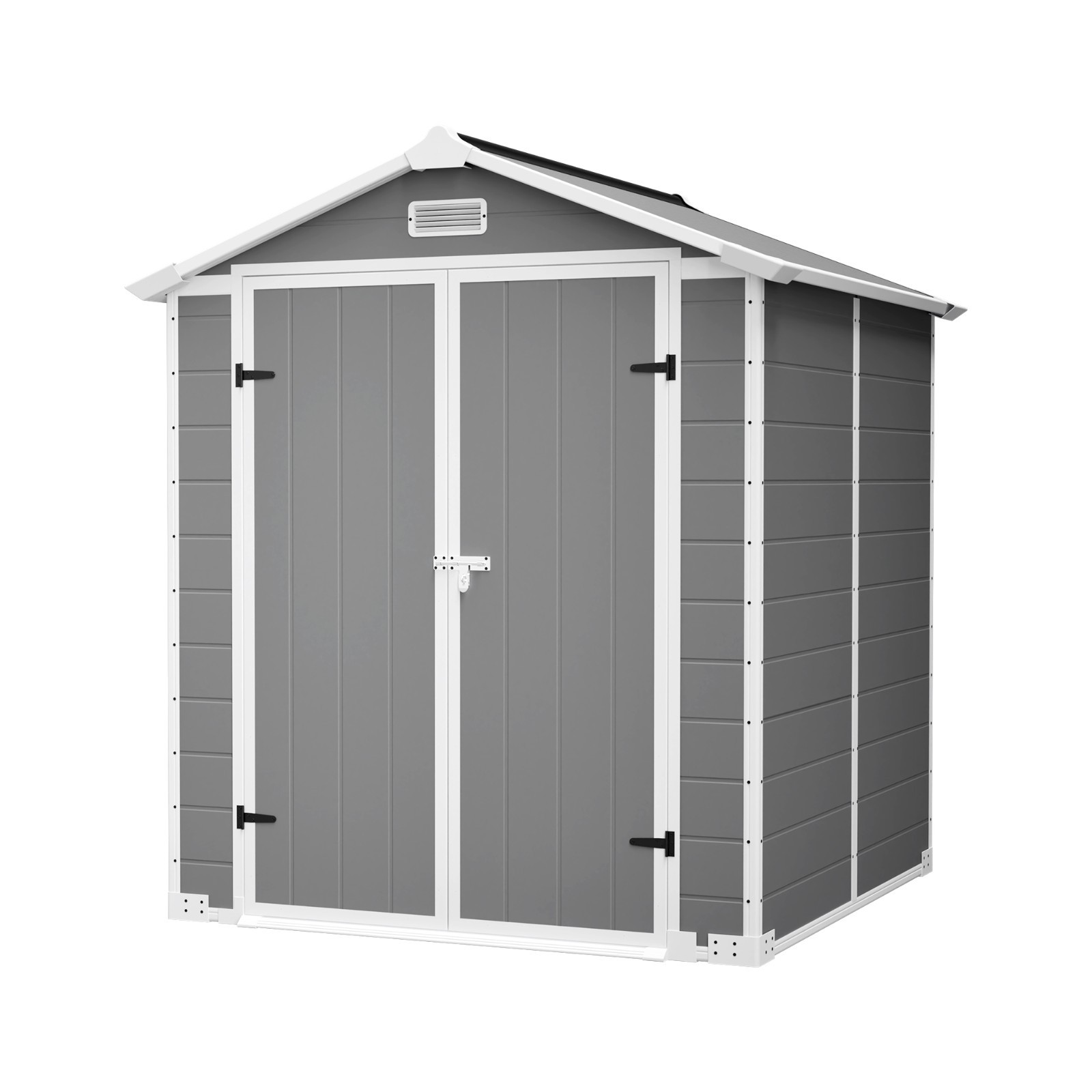 6x6FT Outdoor Resin Storage Shed w/Lockable Doors Plastic Shed w/Floor &Window