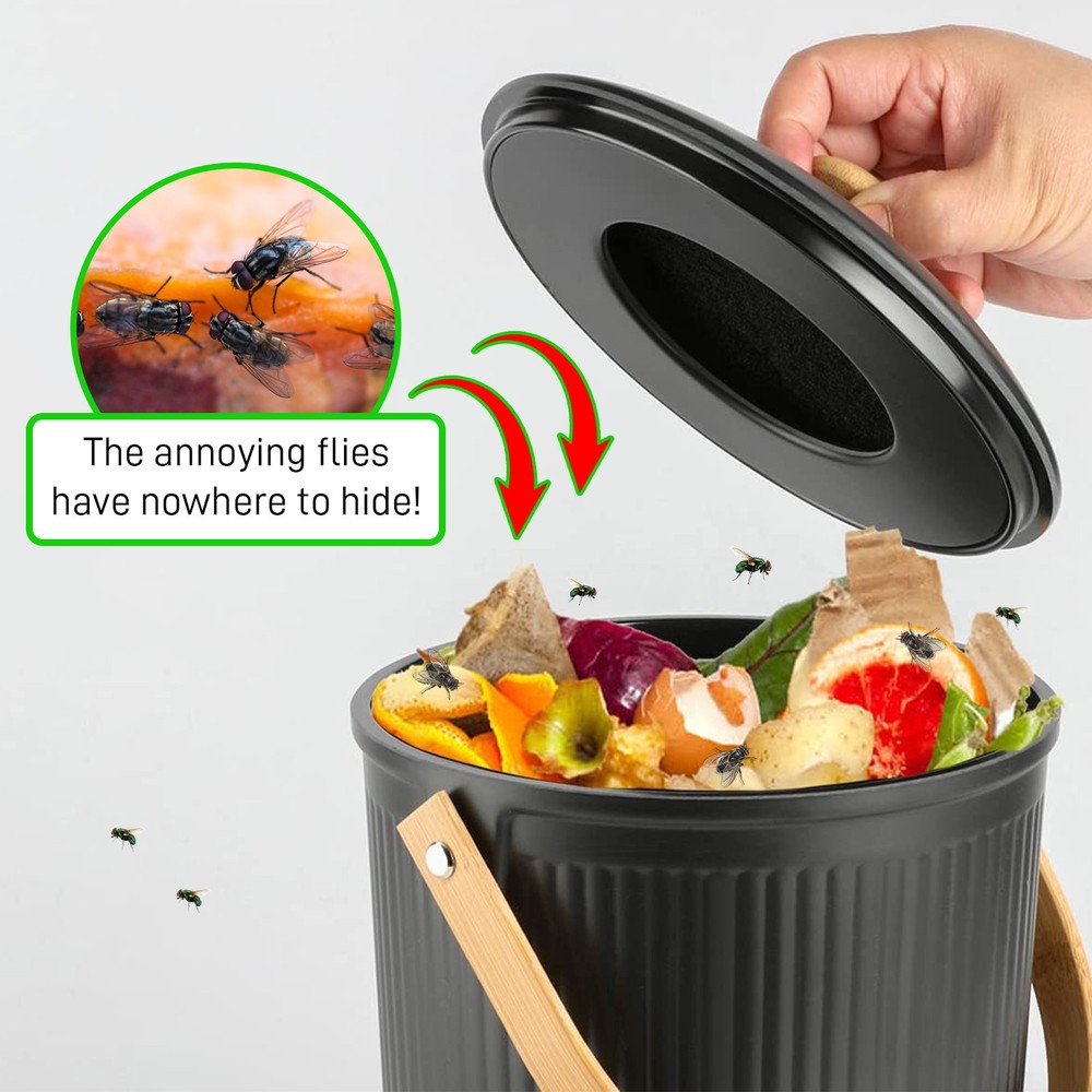 6x Charcoal Filters Compost Bin Replacement Filter Round 6.7" Activated Carbon