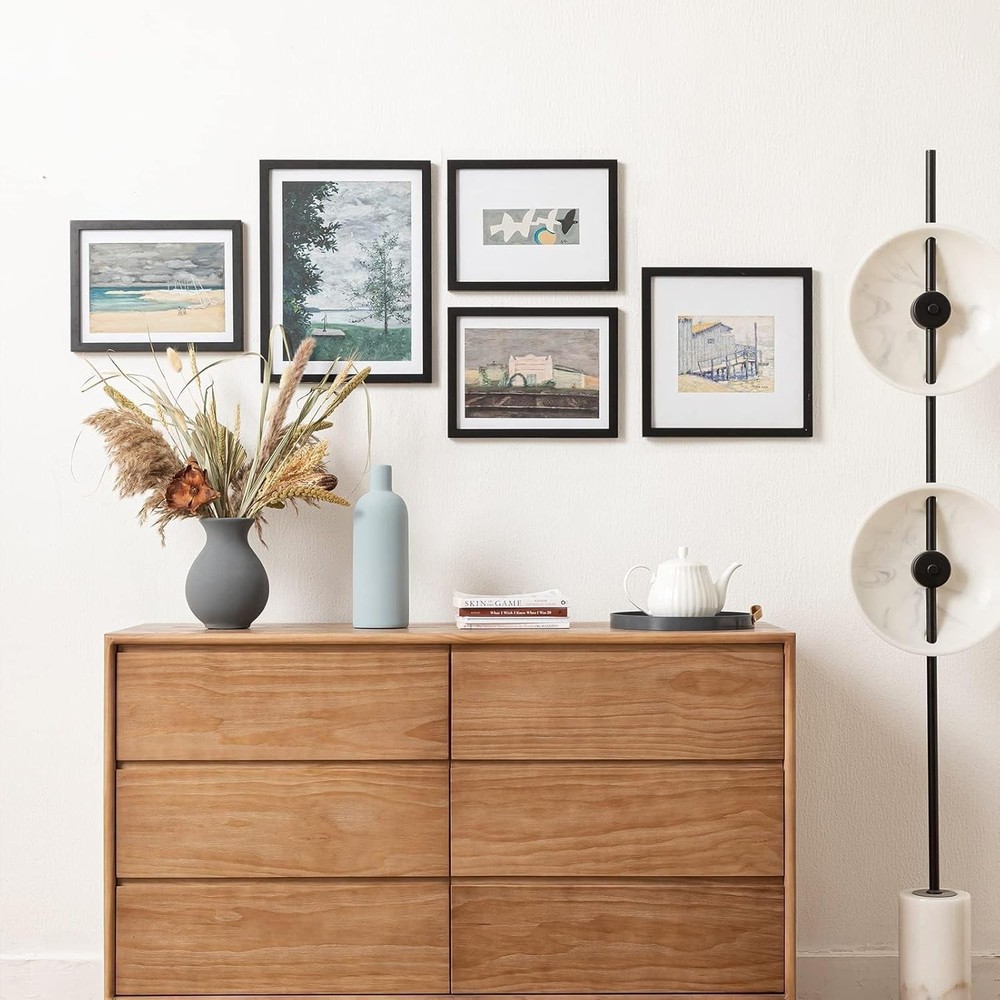4 Pack 11x14 Picture Frames, Solid Wood, Real Glass, Black