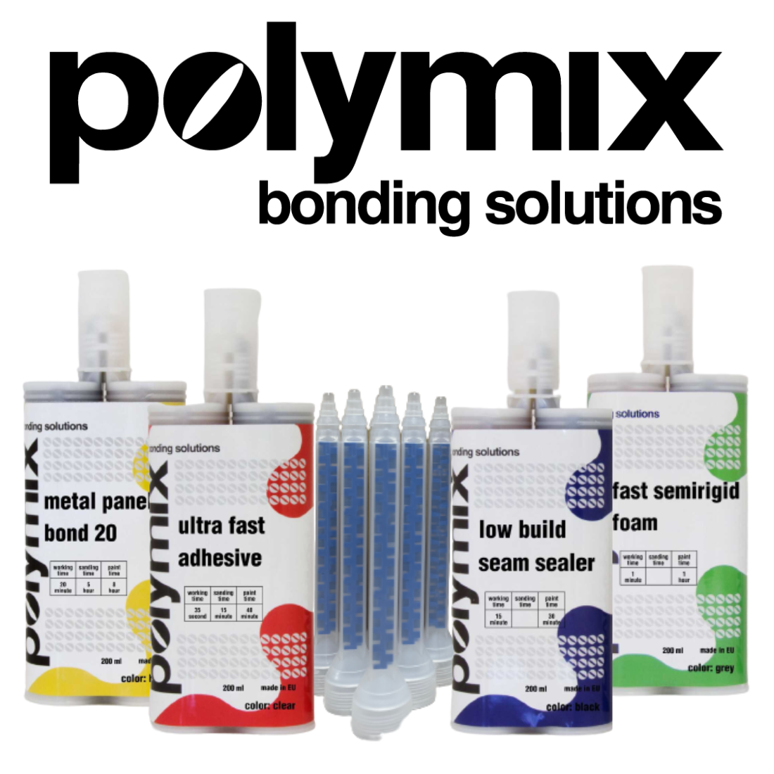 Polymix Universal Black Semi Rigid Plastic Repair & Adhesive Cartridge 200ml