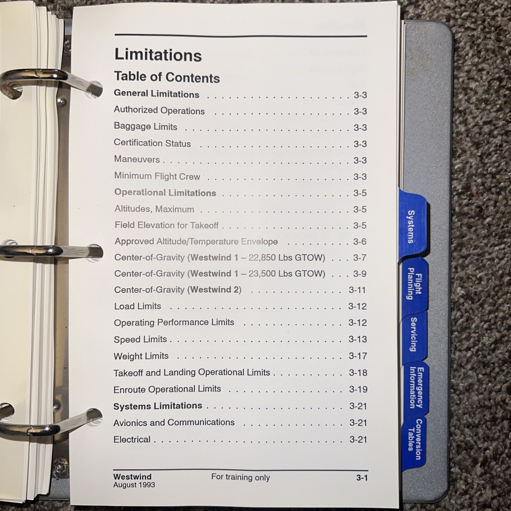 SimuFlite Westwind Cockpit Reference Handbook