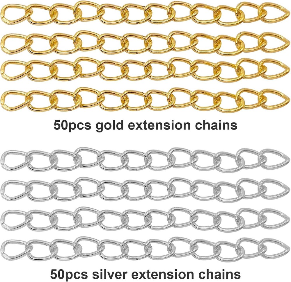 100pcs 50mm x 4mm Extender Chains Tail Chain Removable Extension for...
