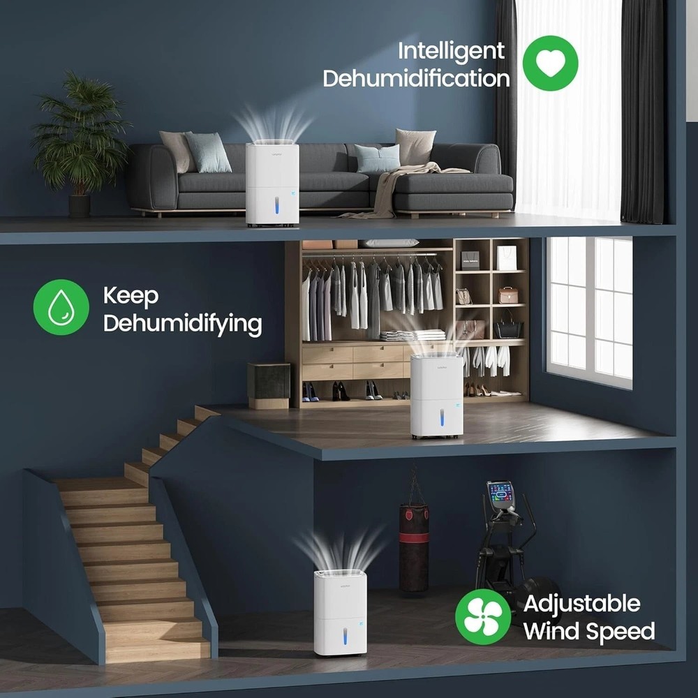 Eco-Friendly 80 Pint Dehumidifier with Self-Drying & Auto Defrost Features