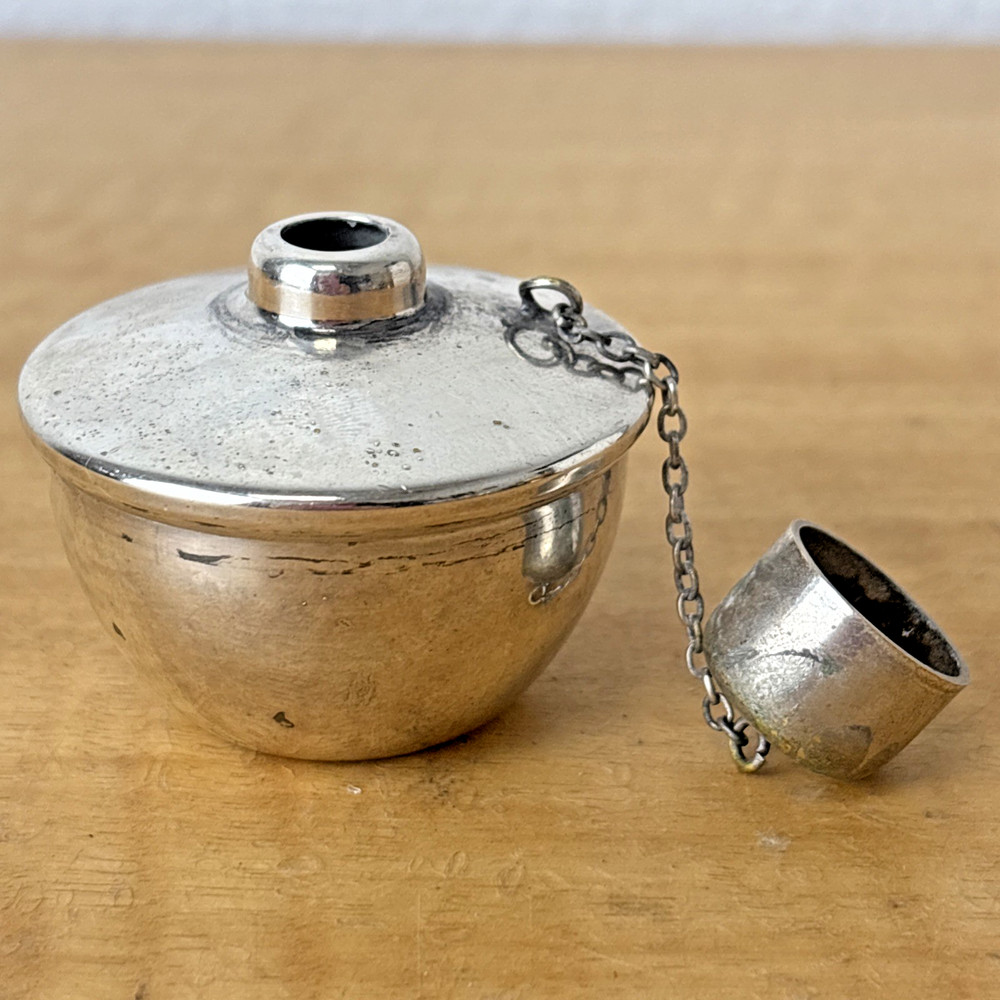 El De Uberti Silver Miniature Oil Lamp or Condiment Jar