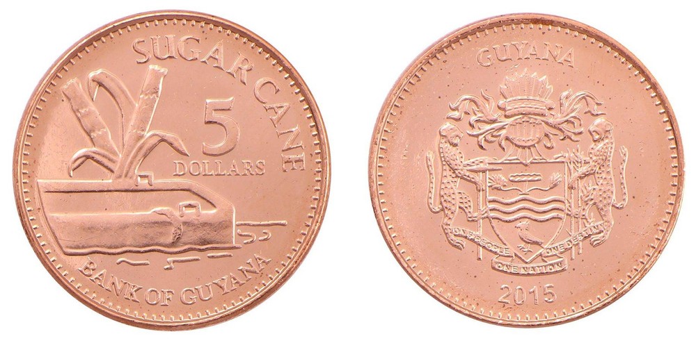 Guyana 5 Dollars, 2015, KM #51, Mint