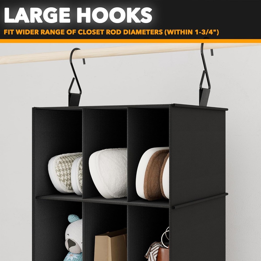 SpaceAid 2 Pack Hanging Closet Organizer 24 Compartments Black