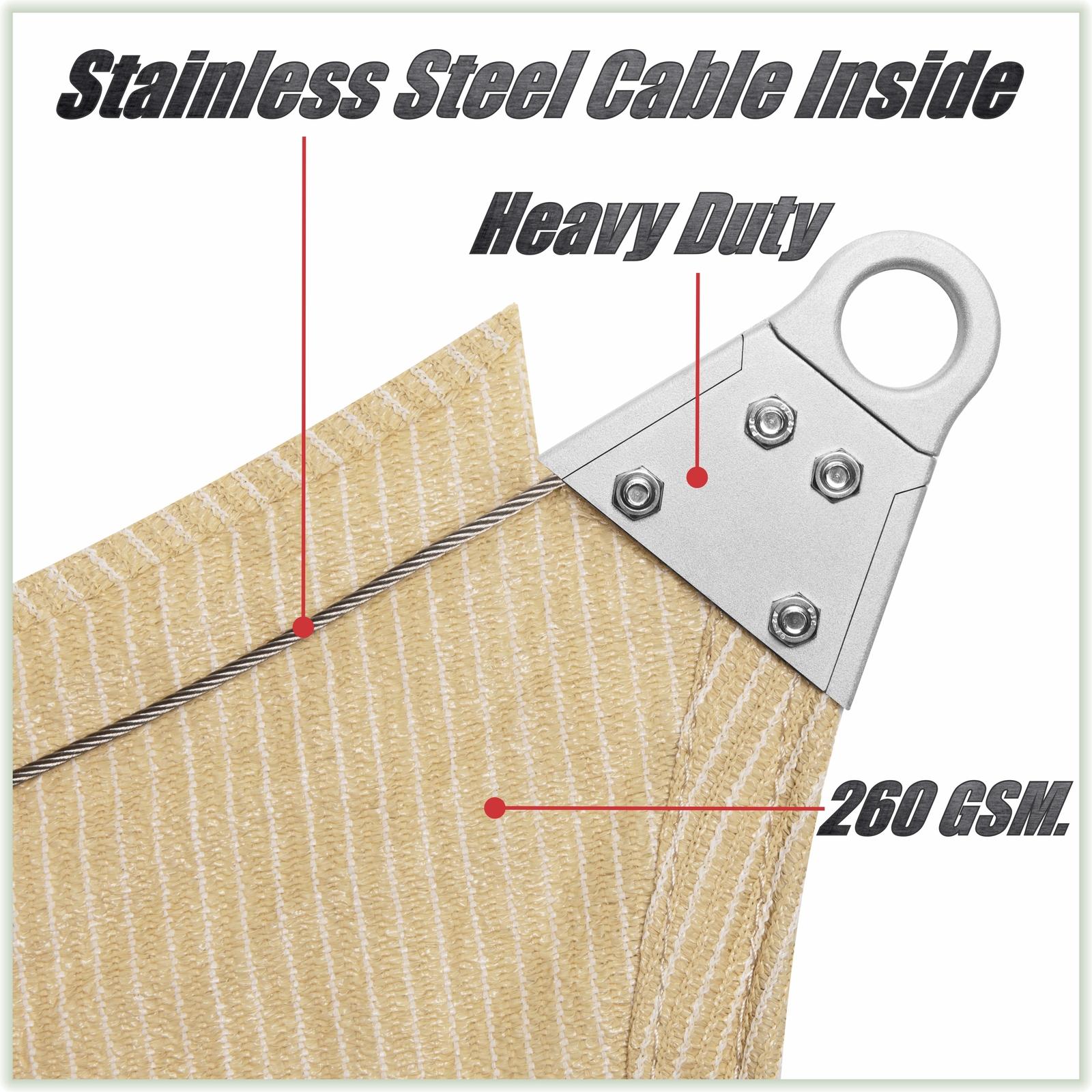 Colourtree Custom Size Rectangle Sun Shade Sail Canopy Outdoor