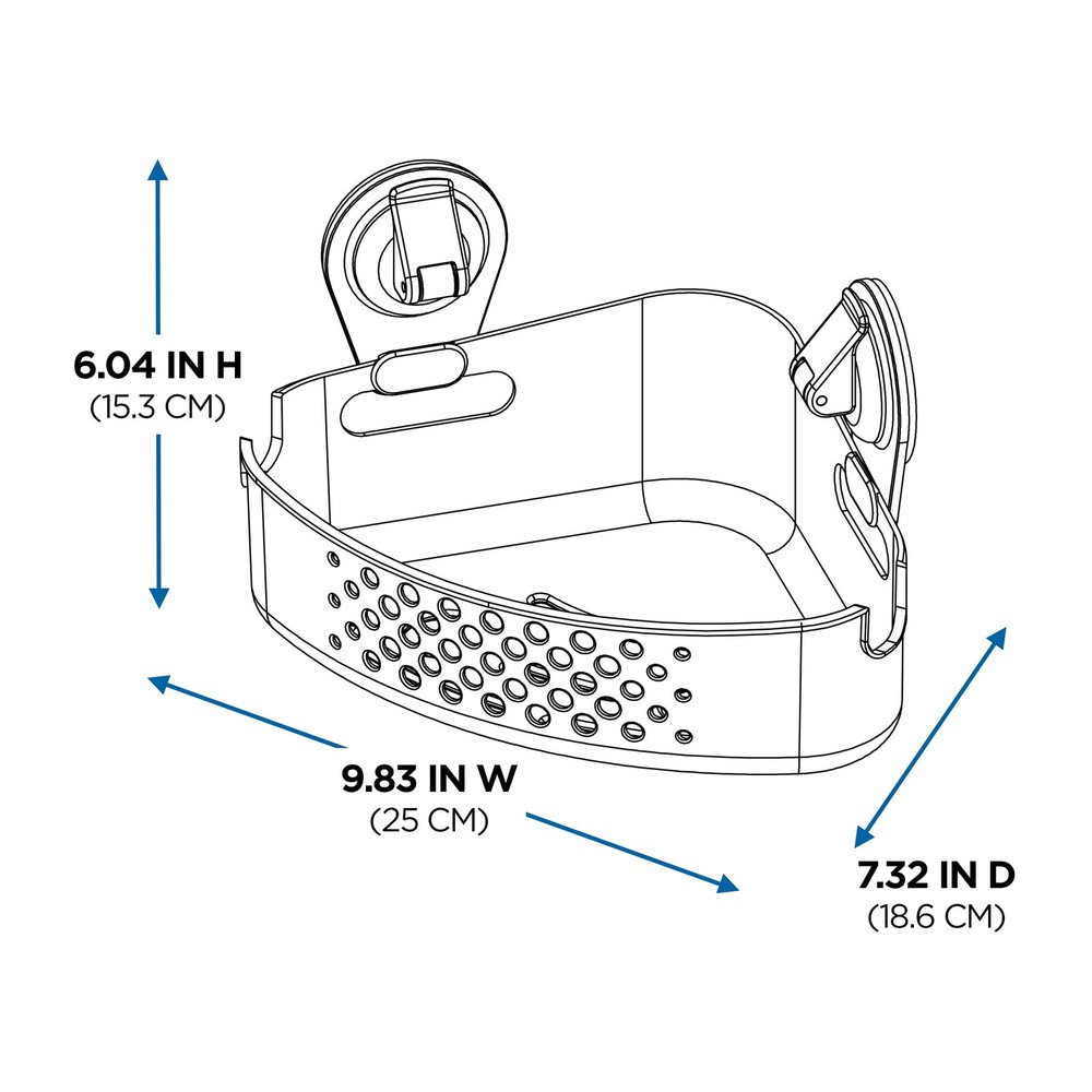 Clear Wall-Mounted Corner Suction Bath Basket Easy to Install, No Tools