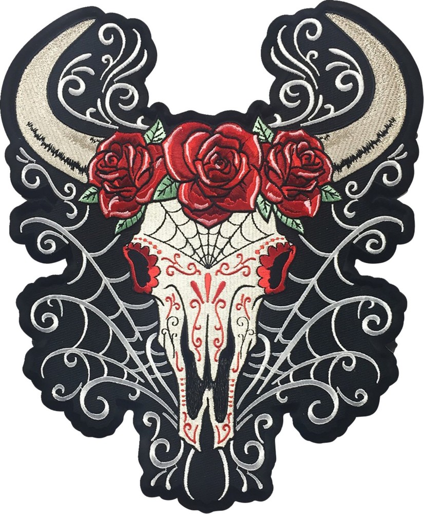 Lethal Threat D.O.D Western Skull Large Embroidered Patch Black/Red