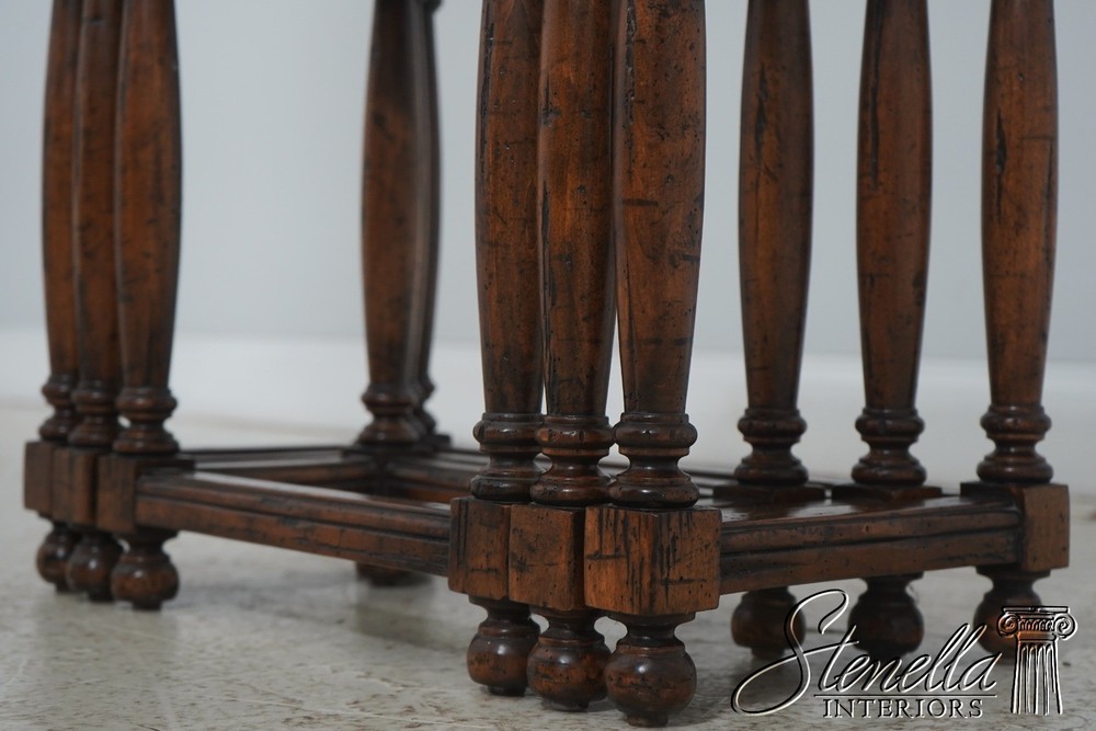 72043: GUY CHADDOCK Jacobean Distressed Oak Nesting Tables