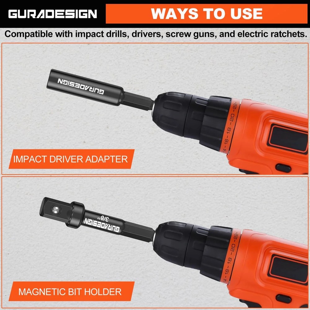 GURADESIGN 9-Piece Impact Drill Socket Adapter Set and Universal Joints Socket S