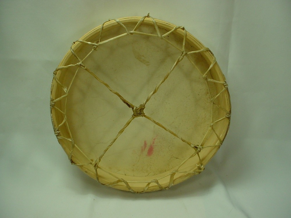 LARGE 14" NATIVE RAW HIDE COVERED DRUM SHAMAN DRUM