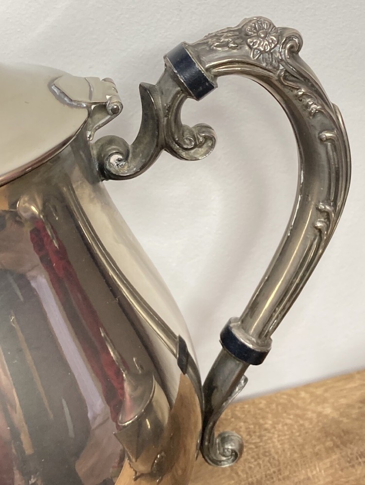 Tea & Coffee Set 4pc Ornate Embossed Flower Design Silver Plated