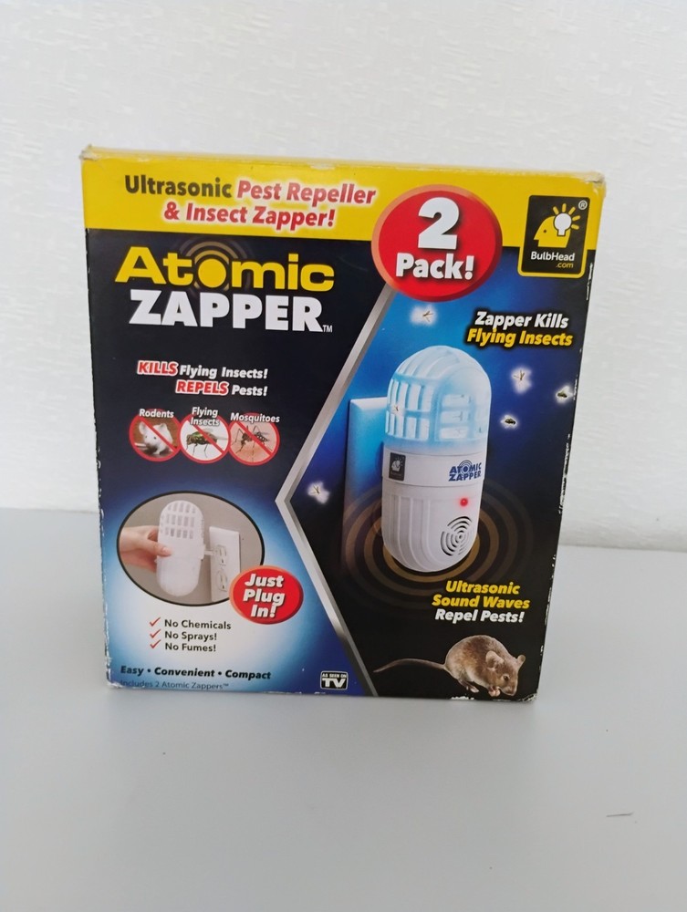 2 Pack Atomic Zapper 2-in-1 Ultrasonic Pest Repeller & Bug Zapper, J1-2518