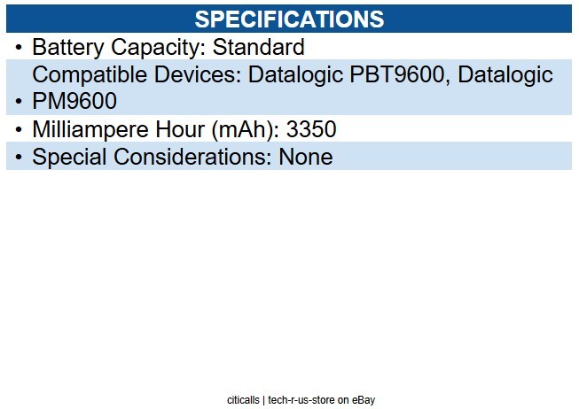 Datalogic RBP-PM96 Battery for Handheld Scanner - Battery Pack, Removable