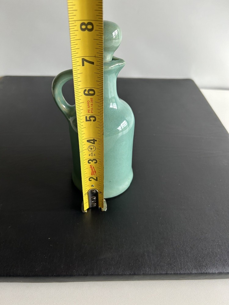 Handmade Pottery Green Glazed Vase Pitcher With Stopper