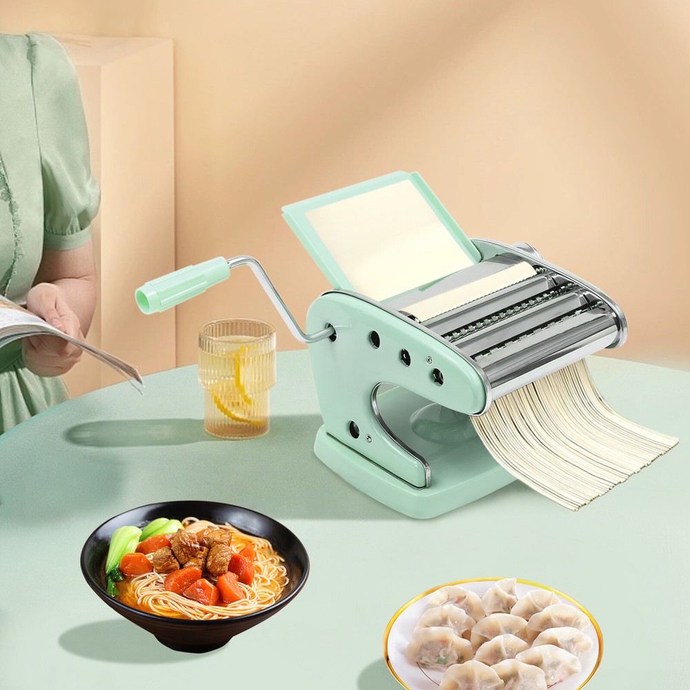 Green Kitchen Manual Pasta Maker Machine With 6 Adjustable Thickness Settings