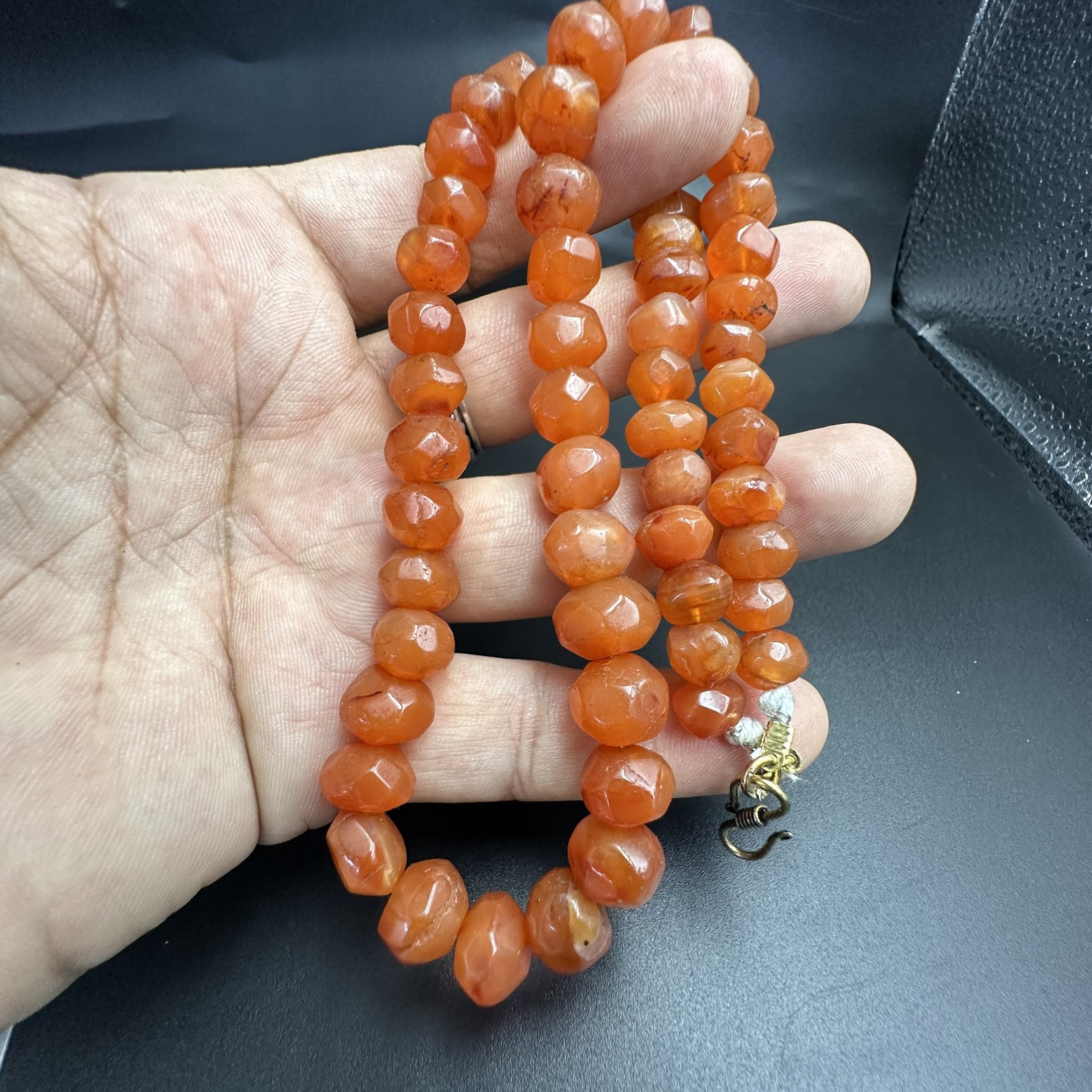 Vintage Himalayan Tibetan Carnelian Faceted Agate Beads Necklace