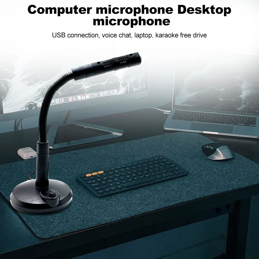 Computer Mini Condenser Microphone USB Stand Recording Mic For PC Desktop Laptop