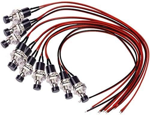 Momentary Push Button Switch,Mini Button Switch with Pre-soldered 20AWG