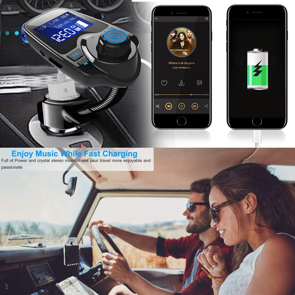 Car Kit FM Transmitter Wireless Radio Adapter USB Charger for Cell Phone