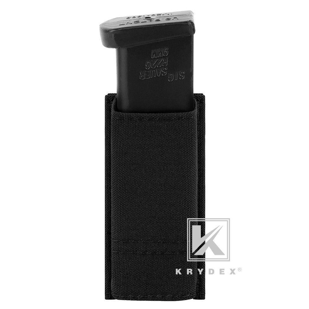 KRYDEX Tactical Double Stack Pistol Single Mag Pouch Belt / MOLLE Mounted Black