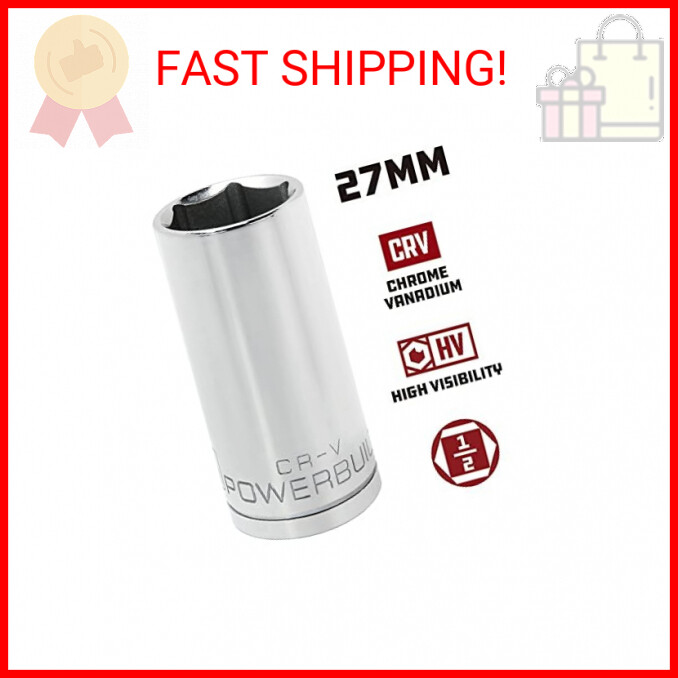 Powerbuilt 640841 1/2-Inch Drive 27mm Deep Socket, Silver