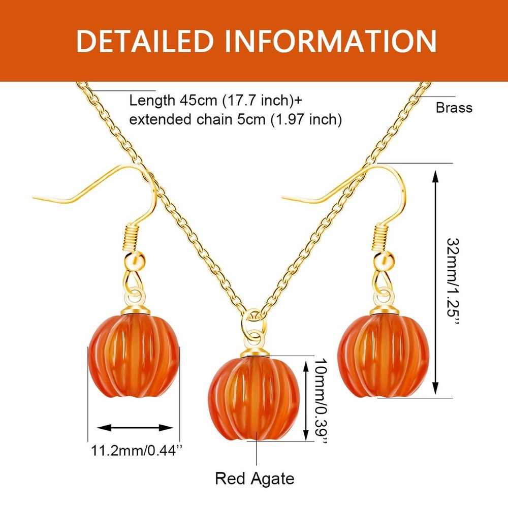 Mini Multiple Colors Pumpkin Delicate Funny Chain Dangle Necklace Simple Drop...