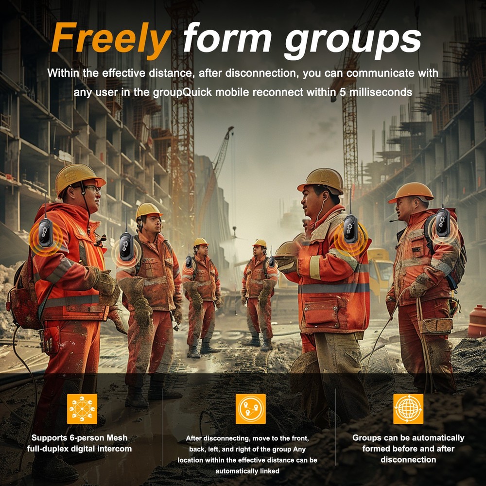 Full Deplux Mesh Digital Industrial Bluetooth Intercom Headset for 2 Users