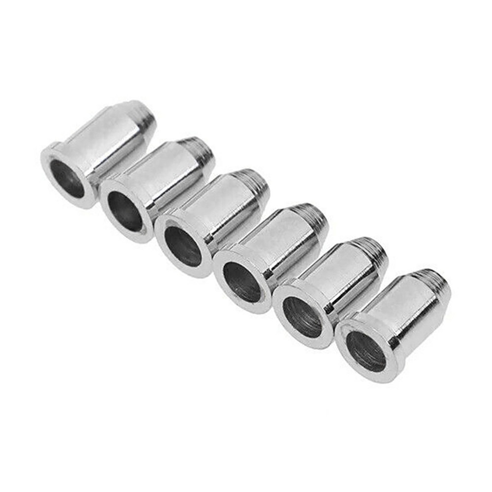 6x Chrome Guitar String Through Body Ferrule 1/4" String Ferrules 10mm Length