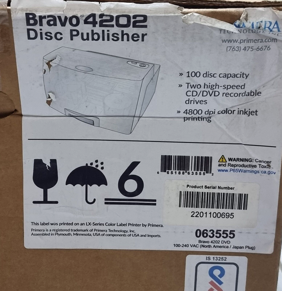 PRIMERA BRAVO 4202 CD DVD Disc Publisher