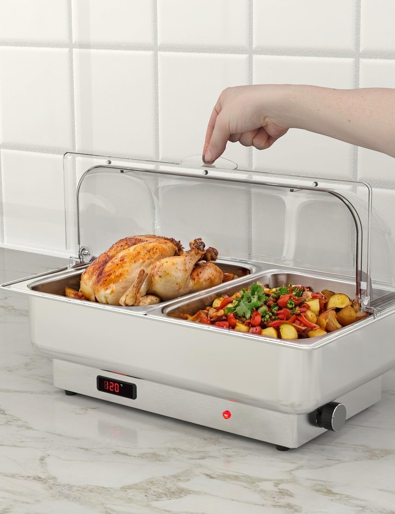 2 Pack Half-Size Electric Chafing Dish Set - Temperature Control Buffet 2x4.5QT