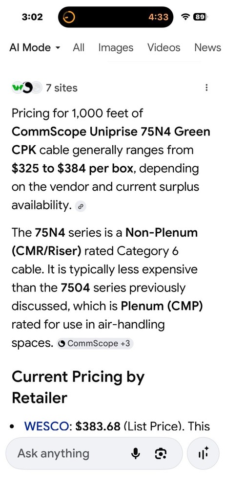 CommScope Cat 6 Network Cable Copper 23AWG Green