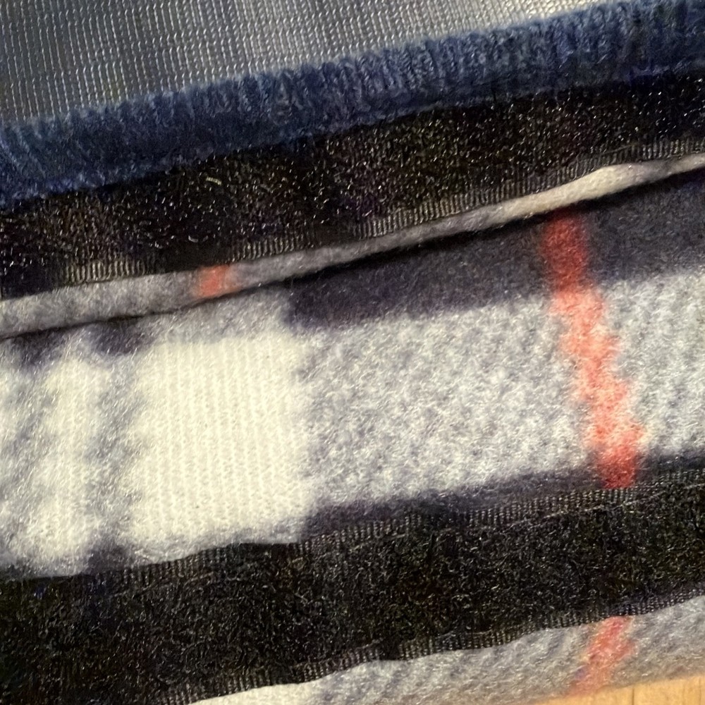 Blue/White/Red Plaid Blanket With Plastic Bottom Lining, 60 X39