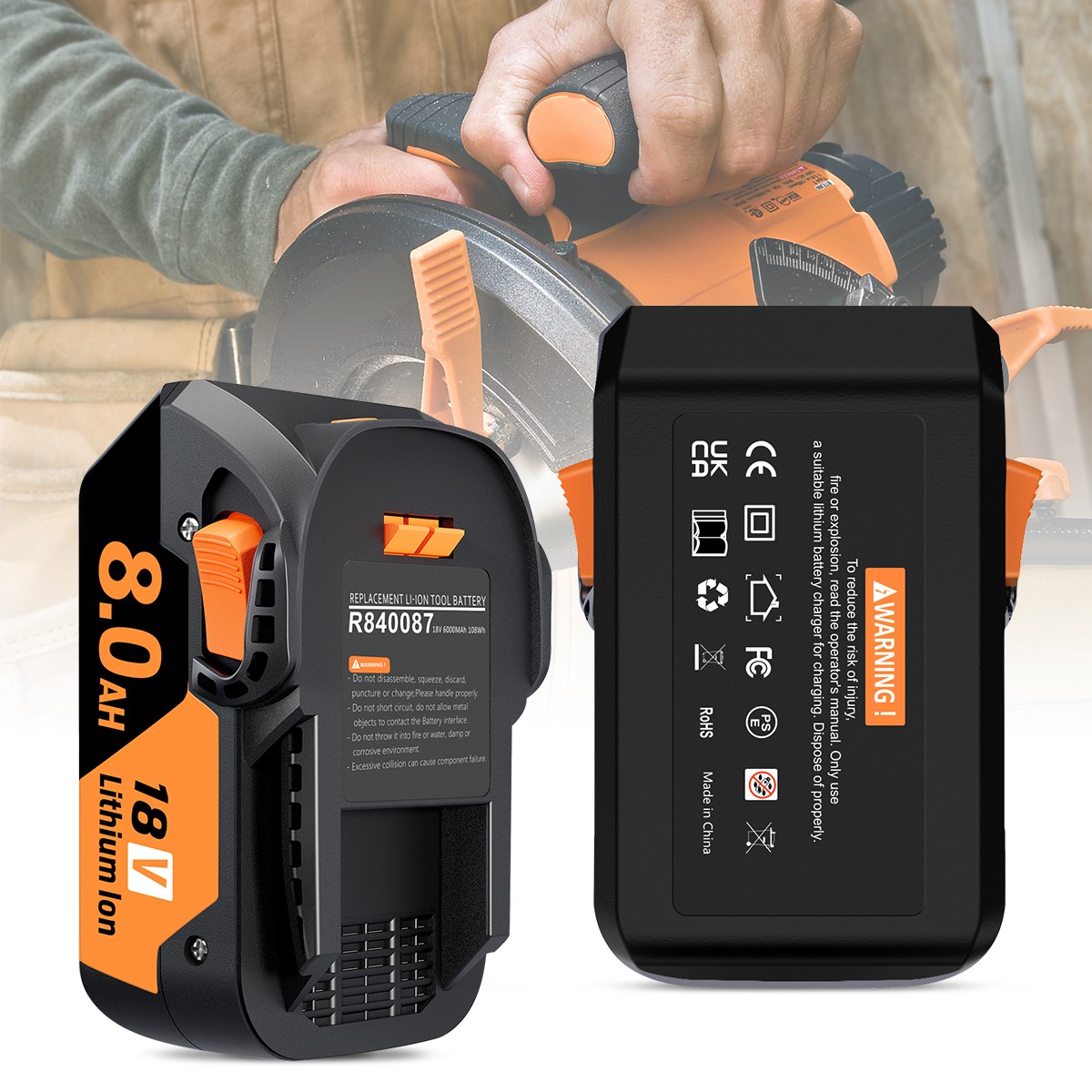 2 PACK For Ridgid 18V R840085 8.0Ah Lithium-ion Battery Rigid 18 Volt R840087