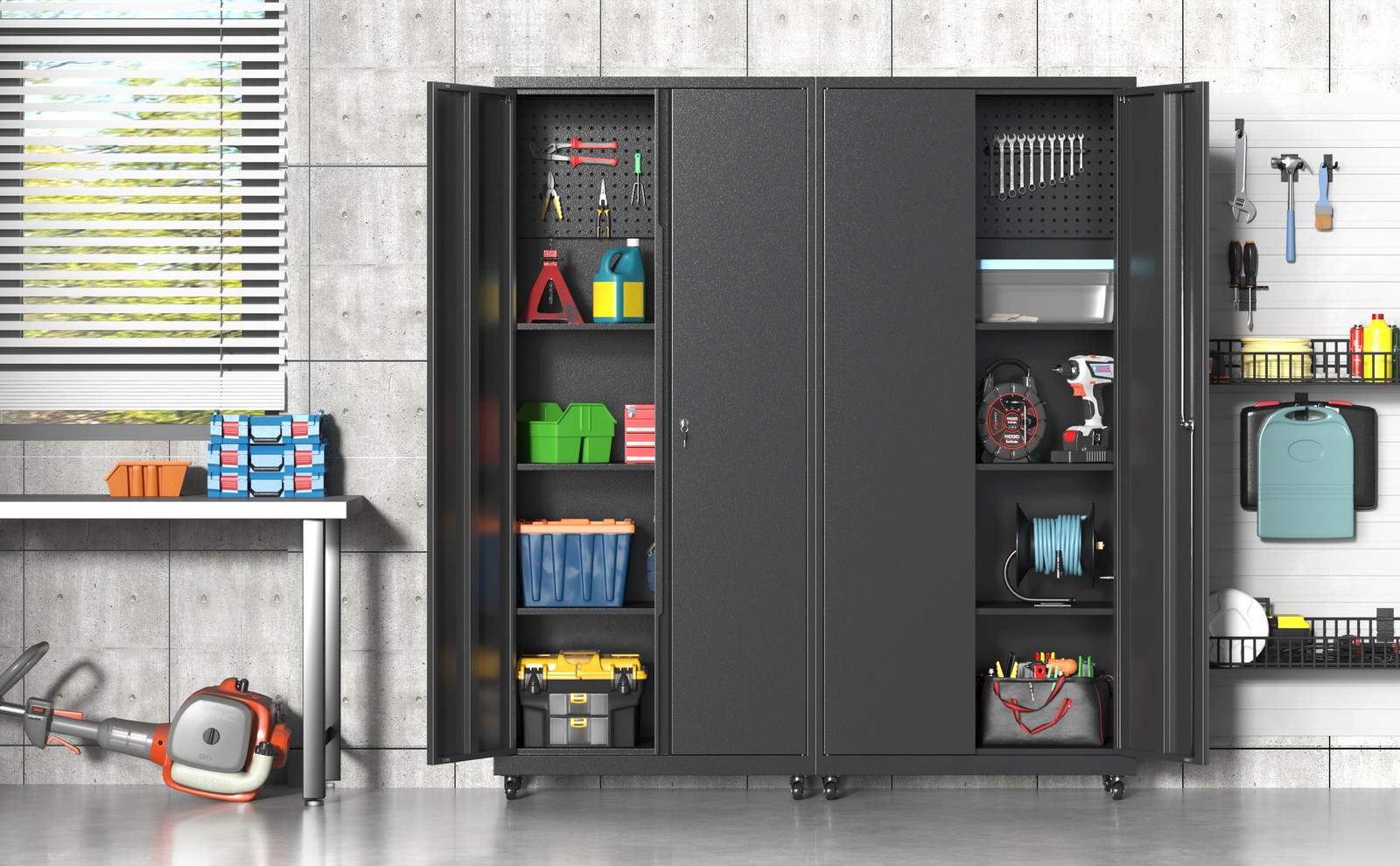 6 Pcs Garage Cabinet Set Workshop Set Garage Cabinets Storage System Tool Boxs