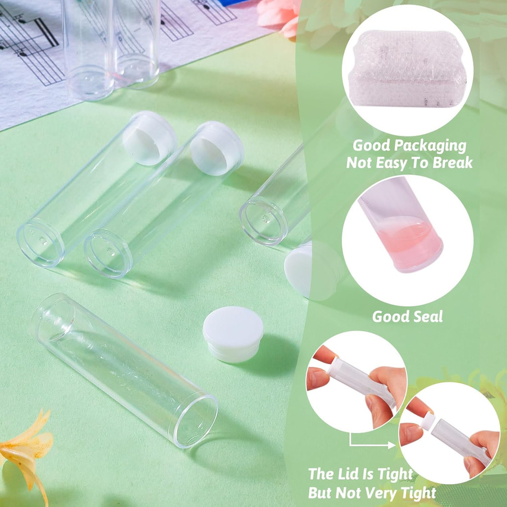 100Pcs Transparent Clear Plastic Small Empty Storage Tubes Bead Container Set Te