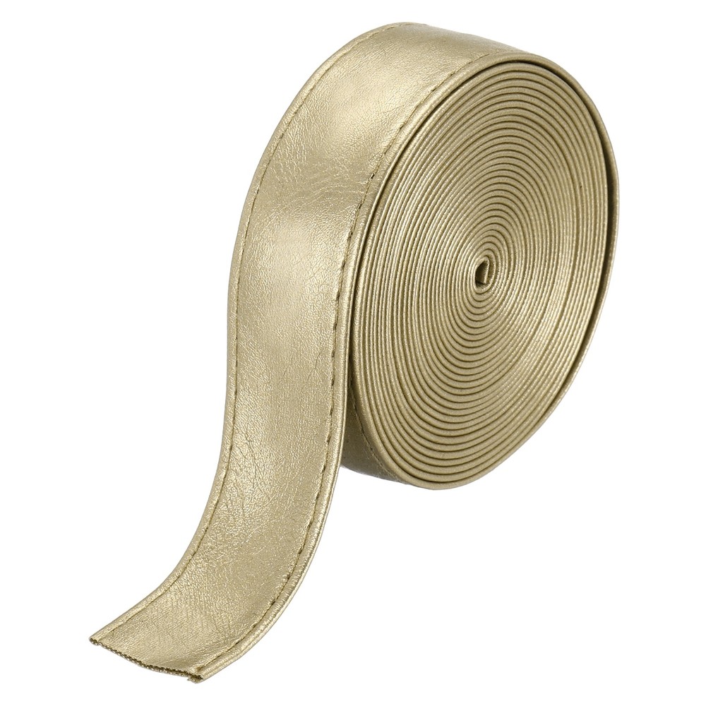 3 Yard Double Sided PU Leather Strap, 0.79" Wide Flat Strips, Gold