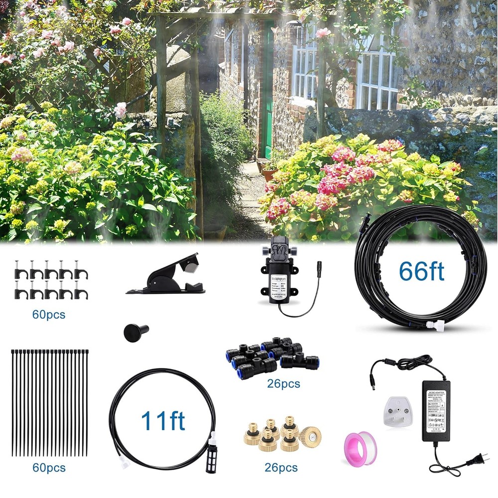 Outdoor Misting Cooling System Pump Kit with Nozzles