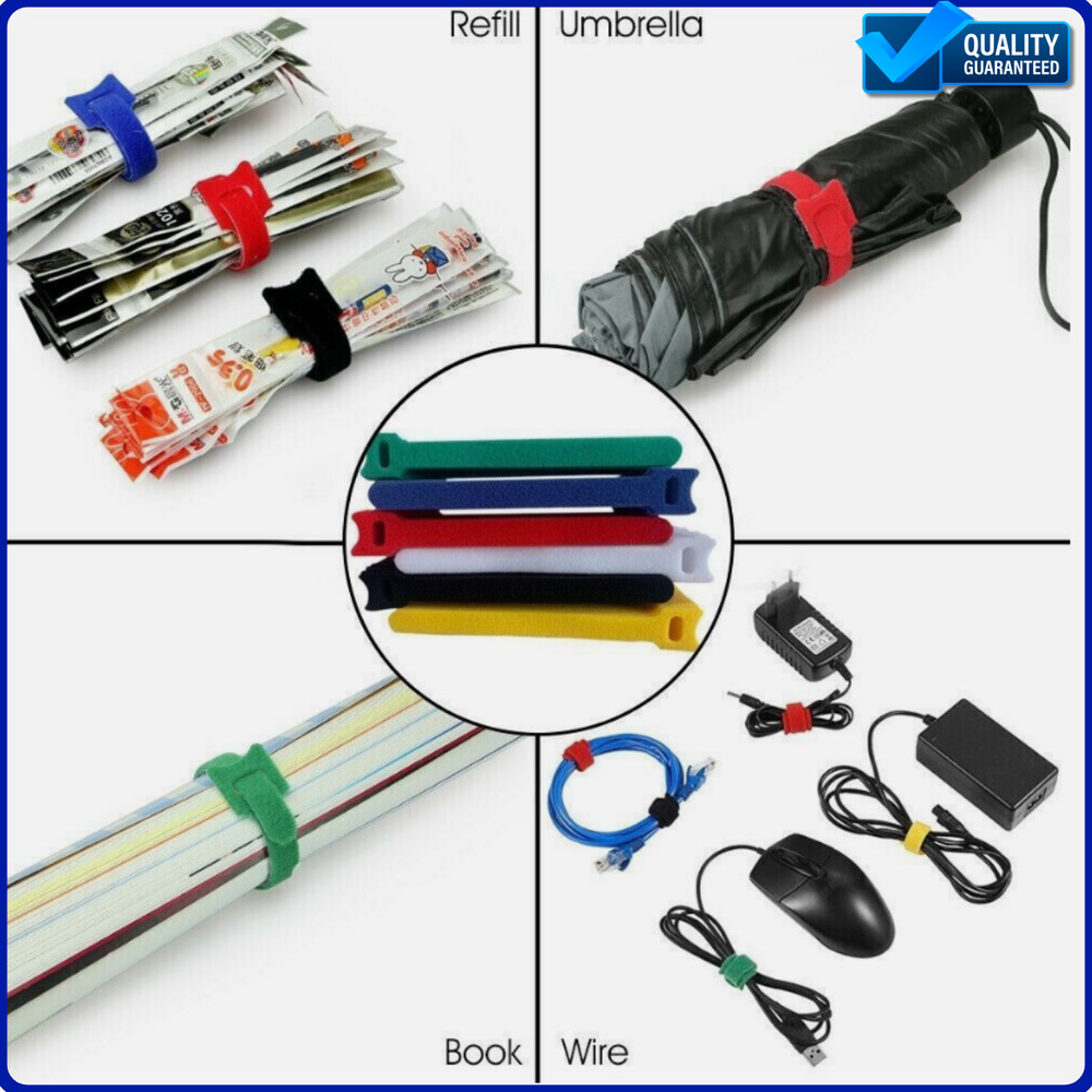 Hook and Loop Cable Ties Magic Cords Organiser Reusable Strap Tidy Grip