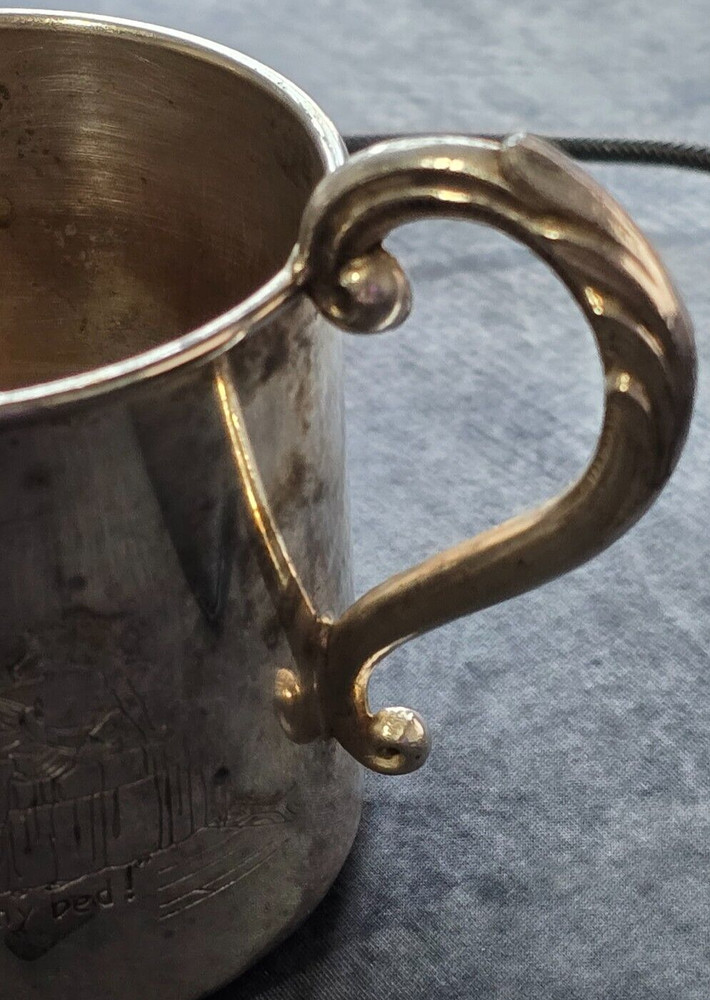 Antique W M. A Rogers (S.P Copper) Lead MTS 923 Cup w/ Etching