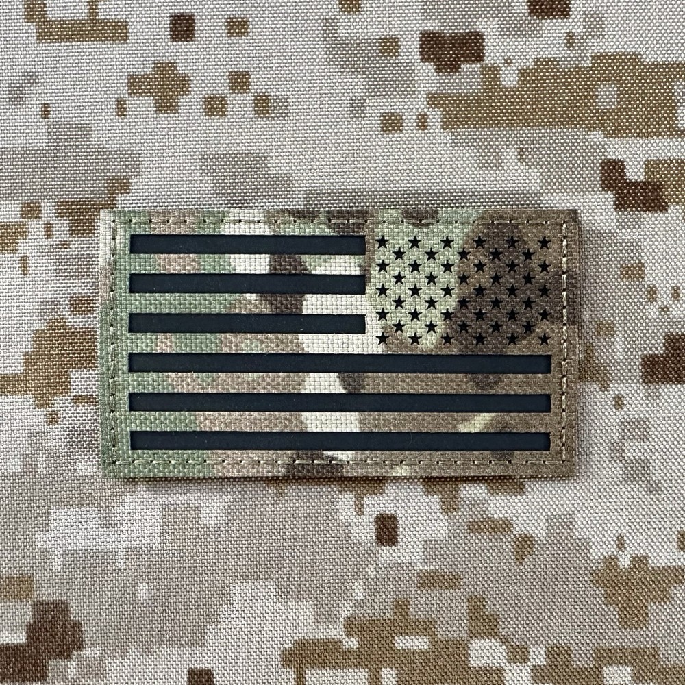 US American Reverse Flag Patch v2 USA Multicam OCP Morale IR - Hook & Loop